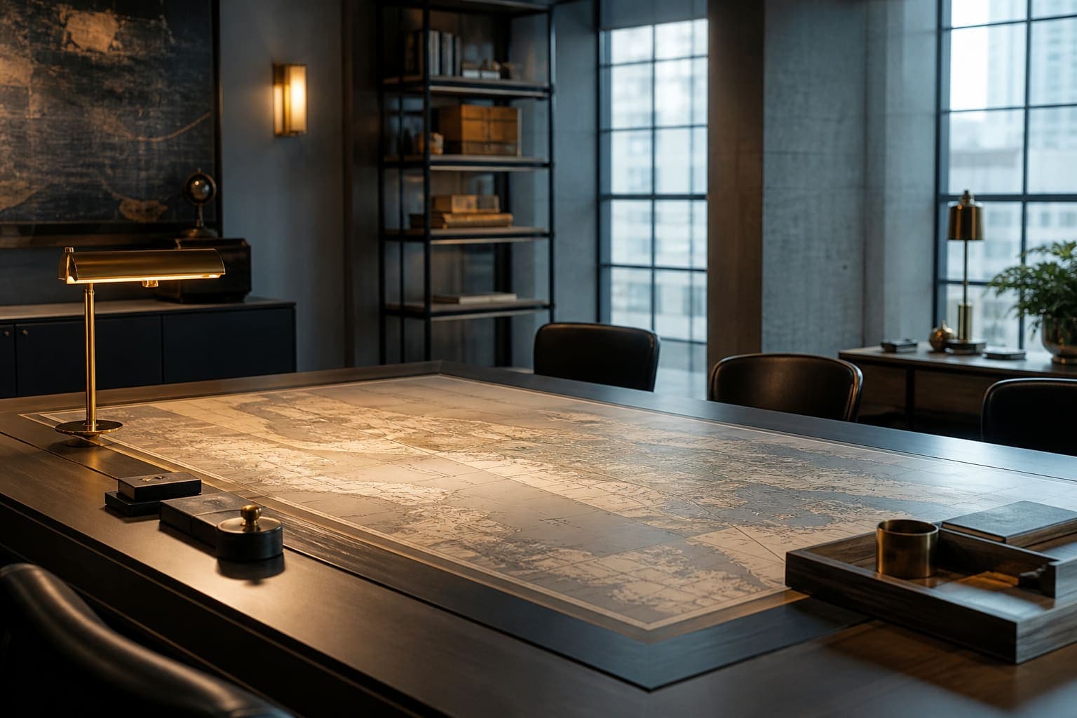 Defense planning desk prepared for a leadership brief